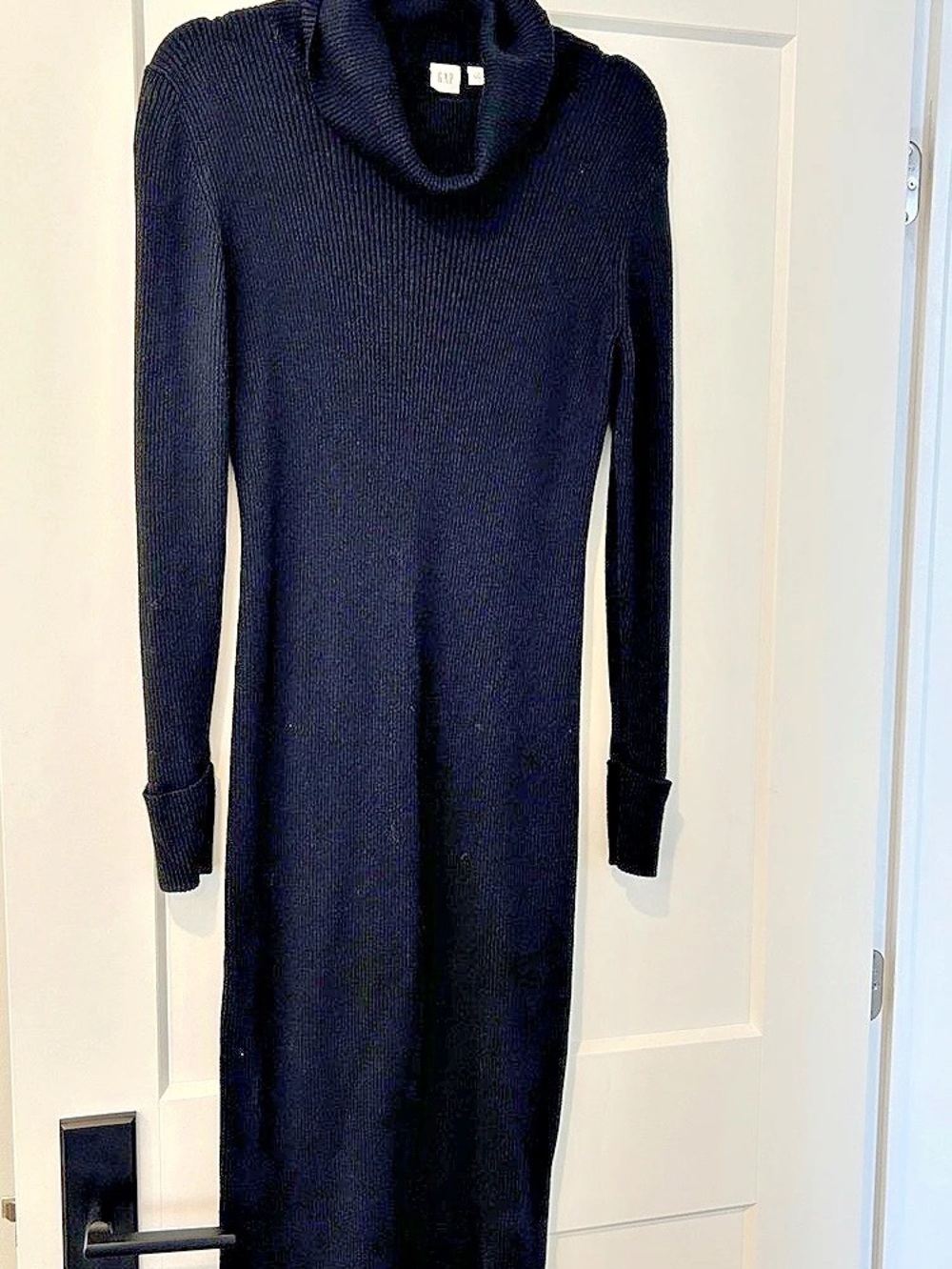 Gap Turtleneck Rib Midi Sweater Dress Black Size Large